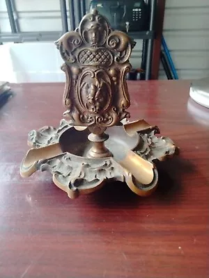 Antique Ornate Figural Bronze Cigar Ashtray Match Holder • $200