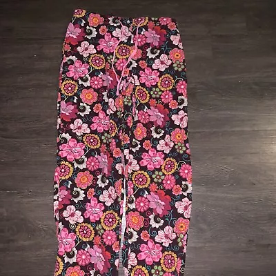 Vera Bradley Mod Floral Pink Cotton Pajama Pants Womens Small Button Drawstring • $13.40