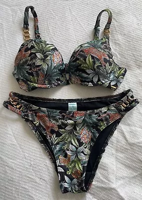 Boux Avenue Jungle Print Bikini Set Size 8 32C • £0.99