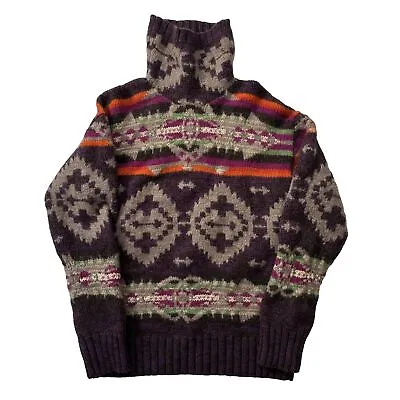 Polo Ralph Lauren Aztec Turtleneck Jumper Sweater Navajo Southwestern Wool Blend • £150