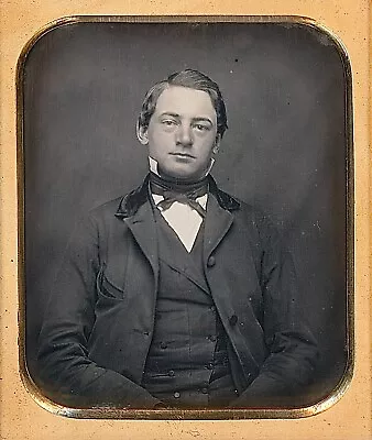 Confident Handsome Young Gentleman Perfect Hair 1/6 Plate Daguerreotype K712 • $138.75