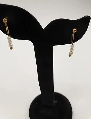 Beautiful 9ct 375 Yellow Gold Cross Dangle Drop  Earrings Butterfly Closure • £9.37