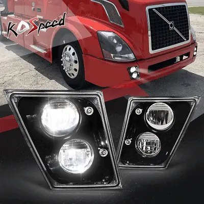 Full White LED Black Housing Fog Lights For 03-17 Volvo VN VNL VNM VNX Trucks • $159.98