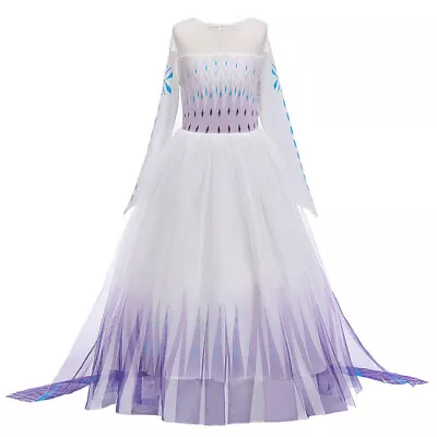 2019 New Girls Frozen 2 White Elsa Costume Party Birthday Dress + Cape 2-10 Yrs • $25.95