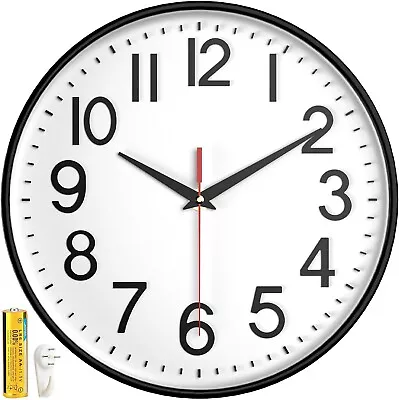 12 Inch Round Wall Clock Silent & Non-Ticking Wall Clock Battery Operated Home • $15.99