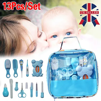 13PCS Kids Health Care Kit For Newborn Babys Nails Hair Grooming Brush Gift Blue • £9.59