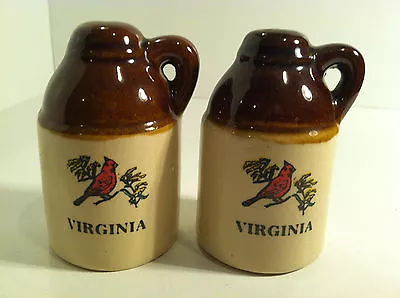 Vintage Virginia Cardinal Moonshine Jug Salt & Pepper Shakers • $17.95