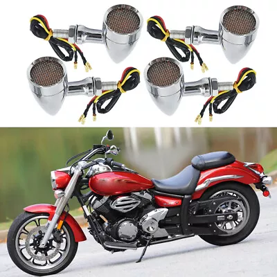 $39.89 • Buy 4x For Yamaha V Star 650 950 1100 1300 Motorcycle LED Turn Signals Lights Amber
