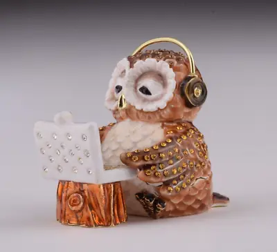 Keren Kopal Owl Computer Gamer Trinket  Box Decorated With Austrian Crystals • $0.99