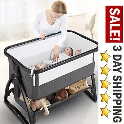 Baby Bedside Crib  Portable Travel Sleeper Bed Side Bassinet Mattress & Storage • $118.99