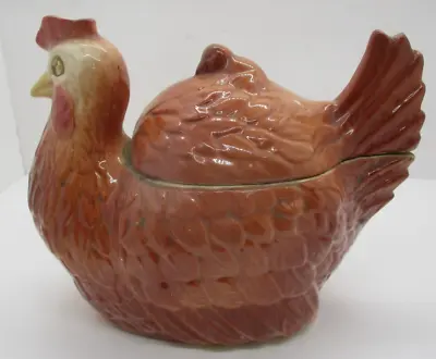 Vintage 1950's Fapco Hen & Chick Chicken Ceramic Cookie Jar USA Art Pottery • $14.99