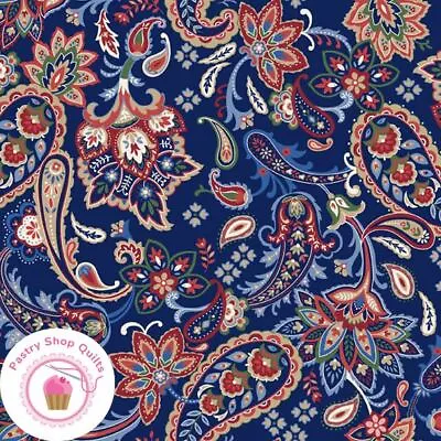 Marcus Fabrics STAR STRUCK 150574 Navy Paisley Floral Quilt NANCY RINK • $6.40