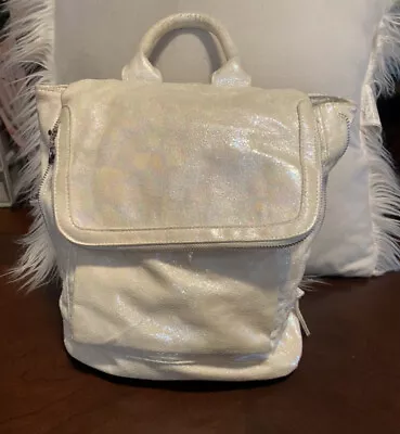 Girl's Glitter Sparkle Small Backpack Purse Bag White Back To School Tween • $4