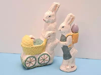 Midwest Of Cannon Falls Teena Flanner Easter Mom And Dad Bunnies W/Baby Carriage • $19.99
