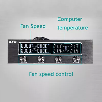 Multi-Function CPU 4 Channel Fan Controller Speed Adjuster LCD Cool Front Panel • £35.79