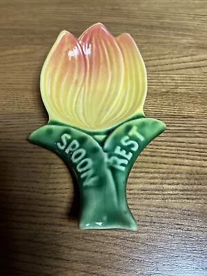 Vintage Tulip￼ Spoon Rest Ceramic Easter Holiday Flower MCM • $11.89