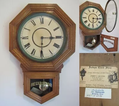Rare ANTIQUE Regulator SETH THOMAS Wall Clock OAK LARGE Mission VIDEO • $379.99