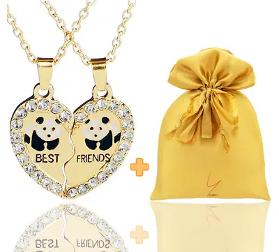 £3.95 • Buy New Best Friend Necklace Panda Heart Gold Tone 2pcs/ Set BFF Friendship UK NEW