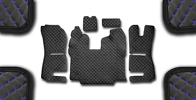 Black Eco Leather Floor Mats For Rhd Scania R 2013-2016 Recaro Susp. Seat Blue S • $196.72