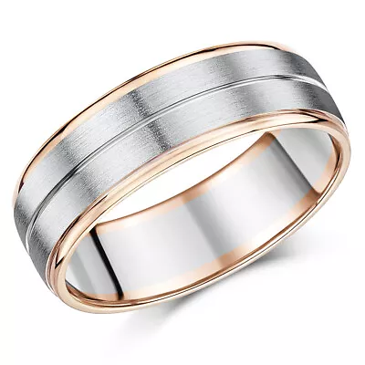 7mm Men's Palladium And 9ct Rose Gold Wedding Ring • £499