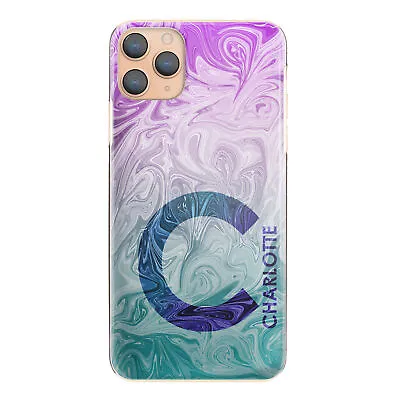 $16.12 • Buy Personalised Initial Phone Case;Pink Purple Marble Swirl Hard Cover With Name