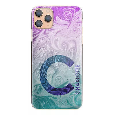 Personalised Initial Phone Case;Pink Purple Marble Swirl Hard Cover With Name • $33.56