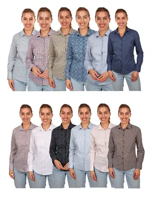 Ladies Stretch Cotton Office Party Work Formal Shirts Tops M22 • £7.99