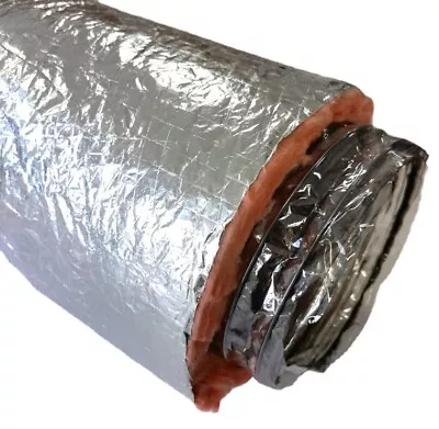 BRAND NEW Insulated Flexible Duct R6 Fiberglass Silver Jacket 6 Inch X 25 Ft. • $59.99