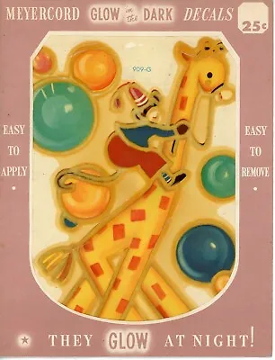 Vintage Meyercord Decal Children's Circus Monkey Giraffe Bubbles 1/sheet 1940s • $13.99
