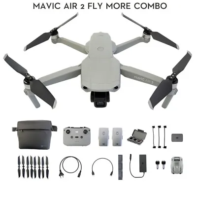 $999 • Buy DJI Mavic Air 2 Combo Drone Quadcopter UAV 4K 48MP 3-Axis Gimbal (Pre-Owned)