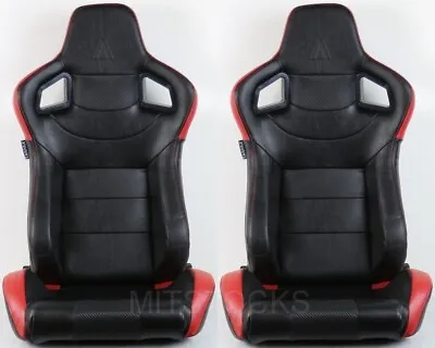 Tanaka Black Red PVC Leather Racing Seat RECLINABLE For 1964-2022 Mustang Cobra • $296.62