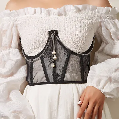 Under Bust Cincher Mesh Lace Chain Party Club Decor Women Waistband Corset Belts • £13.39