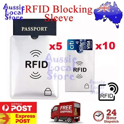 $3.90 • Buy 5x Passport & 10x RFID Blocking ID Credit Card Protector Sleeve Shield Holder AU