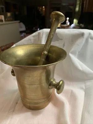 Vintage Antique Brass Heavy Mortar And Pestle Pharmacy Apothecary • $40