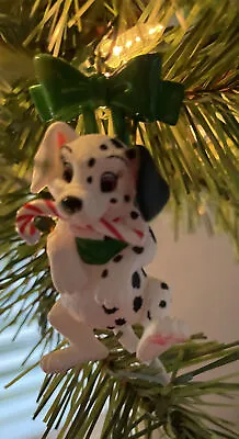 $9.99 • Buy Vtg Disney 101 Dalmatians Hallmark Christmas Ornament 1996 Candy Cane Green Bow