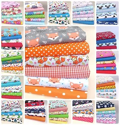 Poly Cotton Fabric Bundles Fat Quarters Squares Childrens Crafts Sewing Material • £3.40