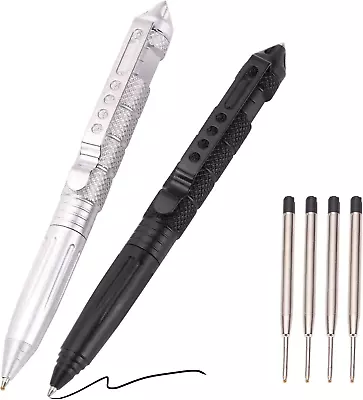 2 Pack Military Tactical Pen Set With 6 Black Ballpoint Refills For Writing Mad • $11.83