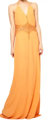 Jarlo Siobhan Maxi Dress Lace Insert Button Detail Orange UK 8 Rrp £80 DH9 XX 05 • £44.99