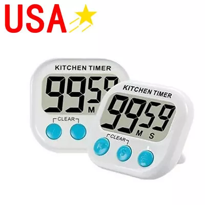 2 Pack LCD Digital Kitchen Timer Magnetic Countdown Up Cooking Timer Clock Loud • $10.88