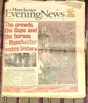 Manchester Evening News Paper May 28 1999 United European Cup Winners Street Par • £10