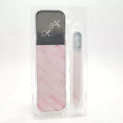 Spa-Rific Laser Etched Glass 2 PC MANI PEDI SET - Pink Marble  - File & Buff NEW • $21.94