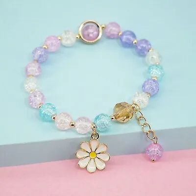 Beautiful Daisy Beaded Charm Bracelet Women Girls Young Girls Jewelry Collection • £3.25