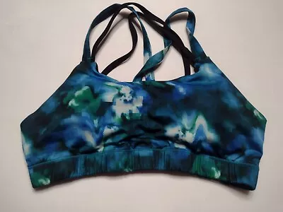 Champion C9 Sports Bra Medium Blue Strappy Wireless Print Workout Running B9 • $7.98