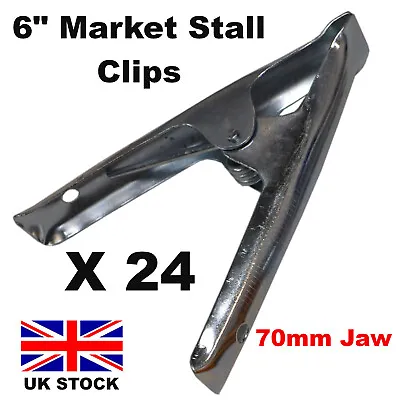 24 X MARKET STALL Spring Clamps Large Metal Heavy Duty Clips 70mm Jaw Tarp Sheet • £20.99