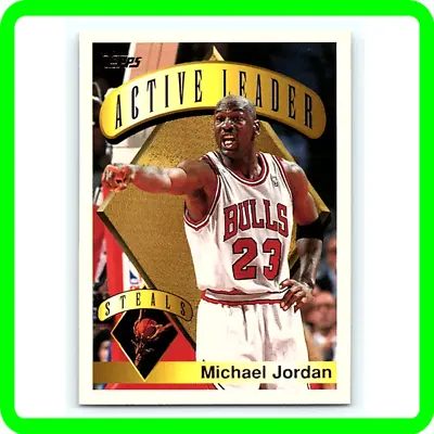 Michael Jordan ACTIVE LEADER STEALS Investment NBA Card Chicago Bulls Jersey #23 • $9.99