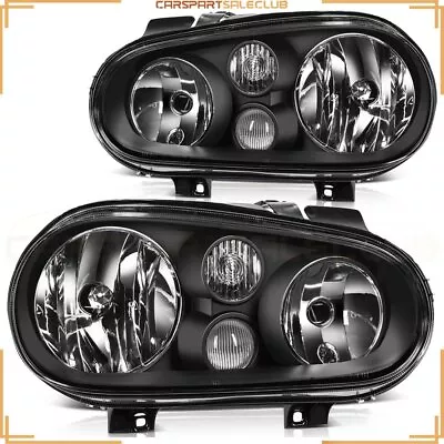 Pair Headlights Assembly For 1999-2006 Volkswagen Golf 2.0L L4 LH+RH Black Set • $81.87