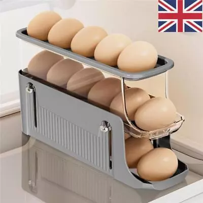Refrigerator Egg Dispenser 3-layer Rolling Egg Rack Fridge Egg Storage Box • £9.21