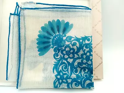 De Mura Design Silk Wool Scarf Vintage Blue White Original G. Fox & Co Box Japan • $19.99