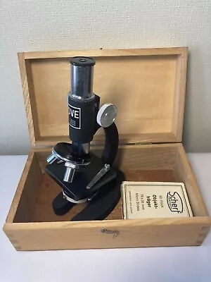 Vintage Microscope With Slides IN WOODEN BOX • $75