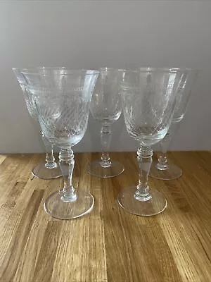 Set Of 5 Edwardian Pall Mall/Lady Hamilton Large 7  Tall Water Goblets • £75